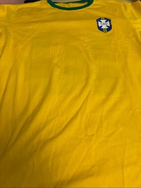 Yellow Men's Soccer Jersey with Green Trim